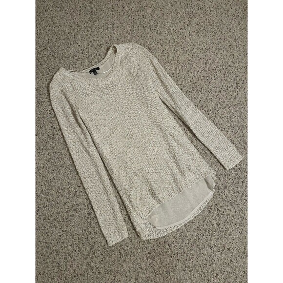 Apt 9 Cream Sequin Long Pullover Sweater Layered Look Size Small Sparkle Fancy - Picture 1 of 4